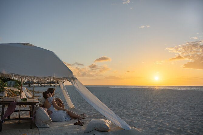 Aruba Eagle Beach Romantic Sunset Picnic in a Luxury Cabana - Charcuterie, Italian mineral water, and the sparkling-wine welcome