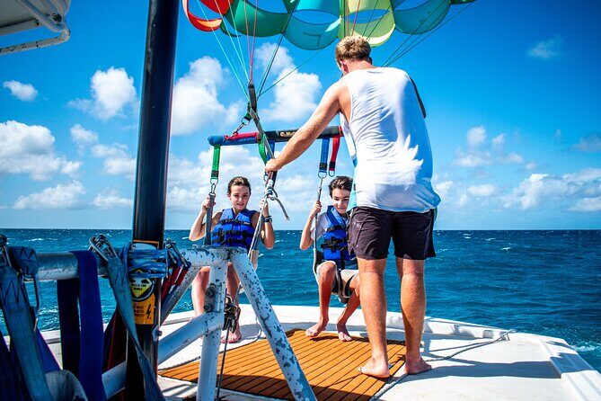 Aruba Parasailing Experience from Noord - The Boat Part: Half-Mile Offshore and Captain-Controlled Choices
