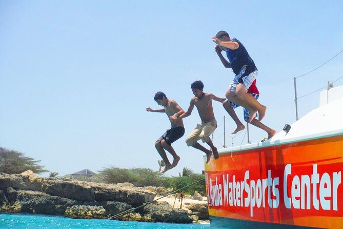 Arusun Catamaran Sail with Snorkeling in Aruba - Palm Beach area to the boat: the zodiac transfer you’ll notice